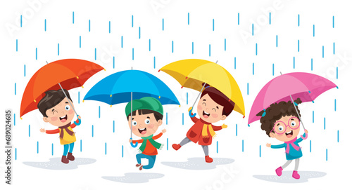 children with umbrella