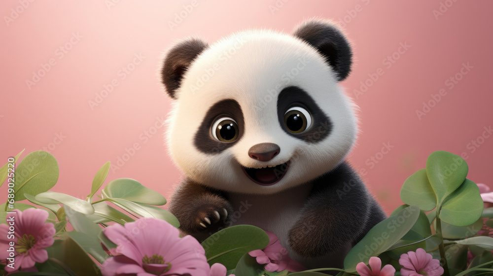 Cute panda baby looking straight at the camera Cute panda baby looking straight at the camera