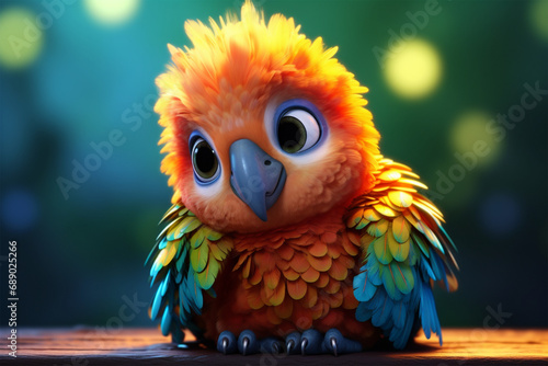 3D character of a cute parrot in children s style