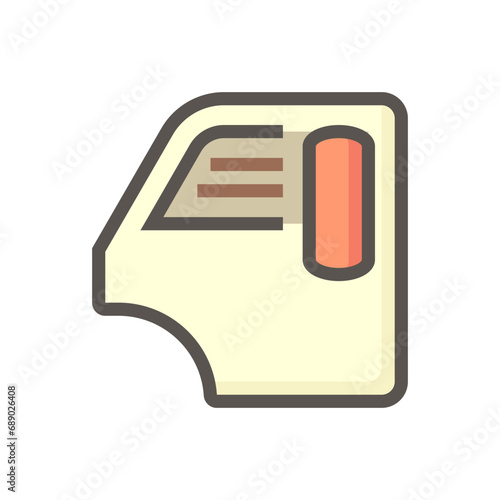 Car window and tinting film vector icon. To installation, wrap or applying on door window glass. Material for UV protection, light filter reduction, anti heat for dark and cool inside. 48x48 pixel.
