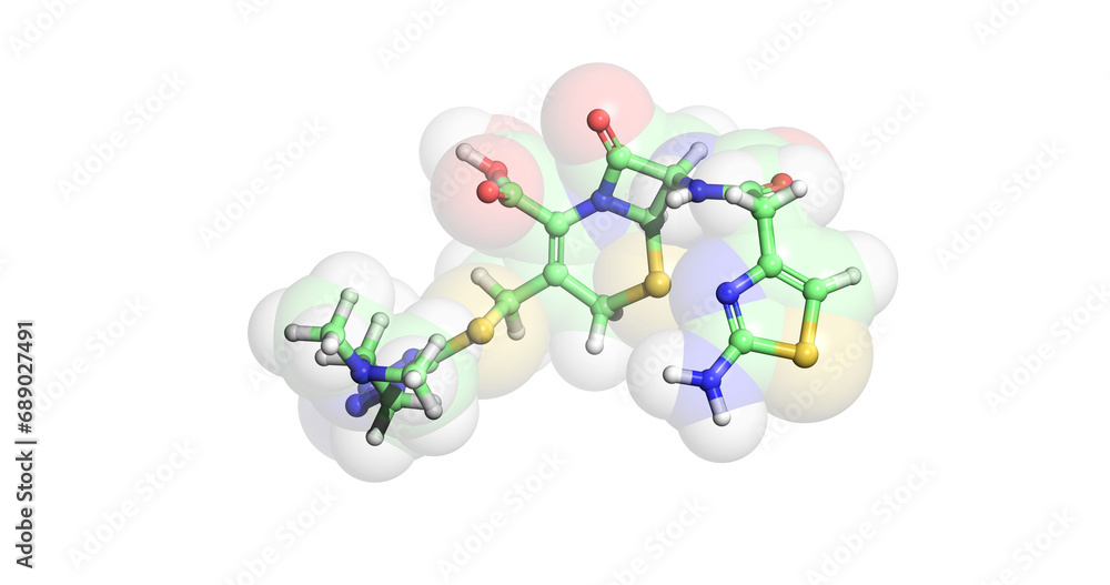Cefotiam, broad-spectrum antibiotic, 3D molecule in 4K 