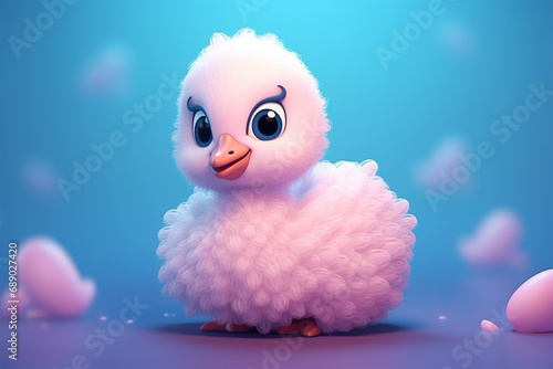 3D character of a cute goose in children's style 