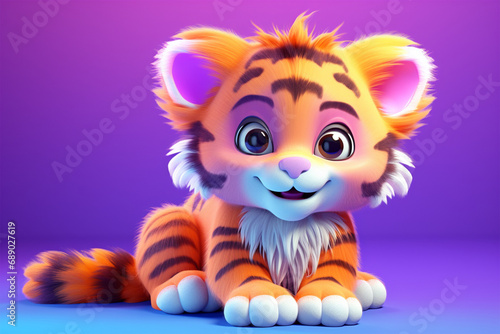 3D character of a cute tiger in children s style