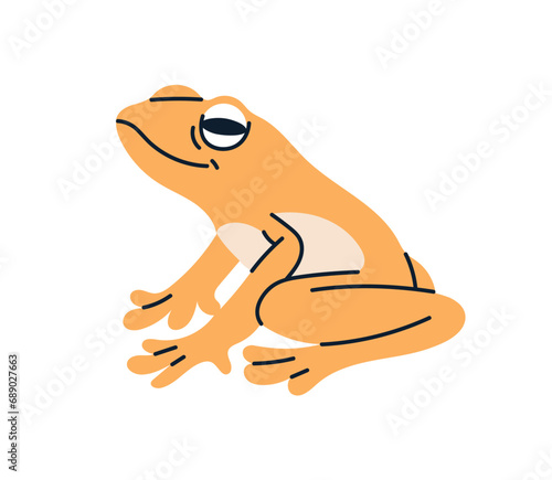 Tropical golden poison frog. Exotic toxic froggy, reptile. Froglet, small amp...