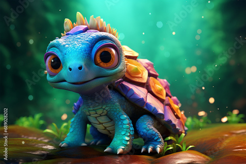 3D character of a cute turtle in children s style