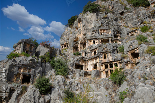 Ruins of the ancient city of Myra in Demre, Turkey. Ancient tombs and amphitheater.