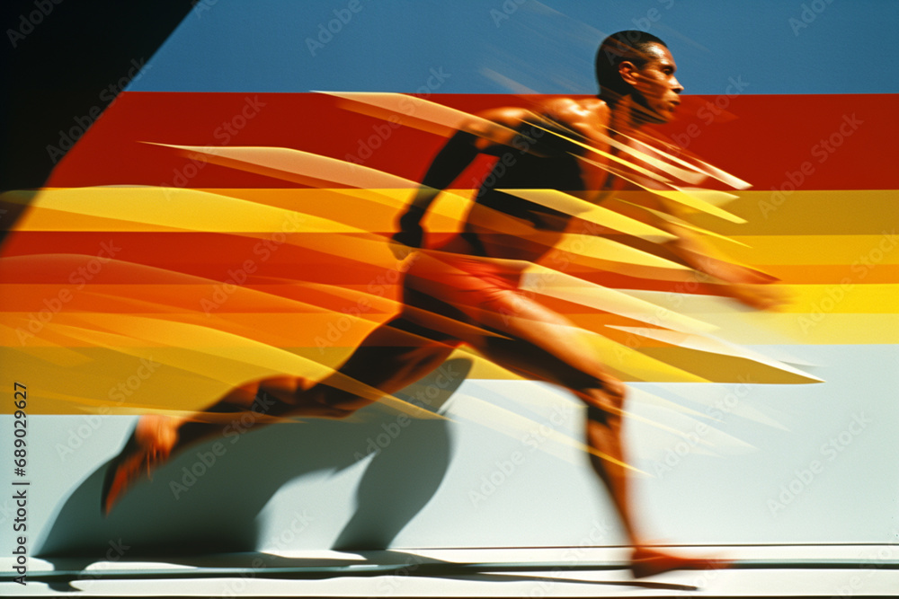 A visually striking abstract artwork depicting a sprinter in motion, showcasing determination and the pursuit of victory through dynamic lines and shapes. A visually striking abstract artwork depicting a sprinter in motion, showcasing determination and the pursuit of victory through dynamic lines and shapes.