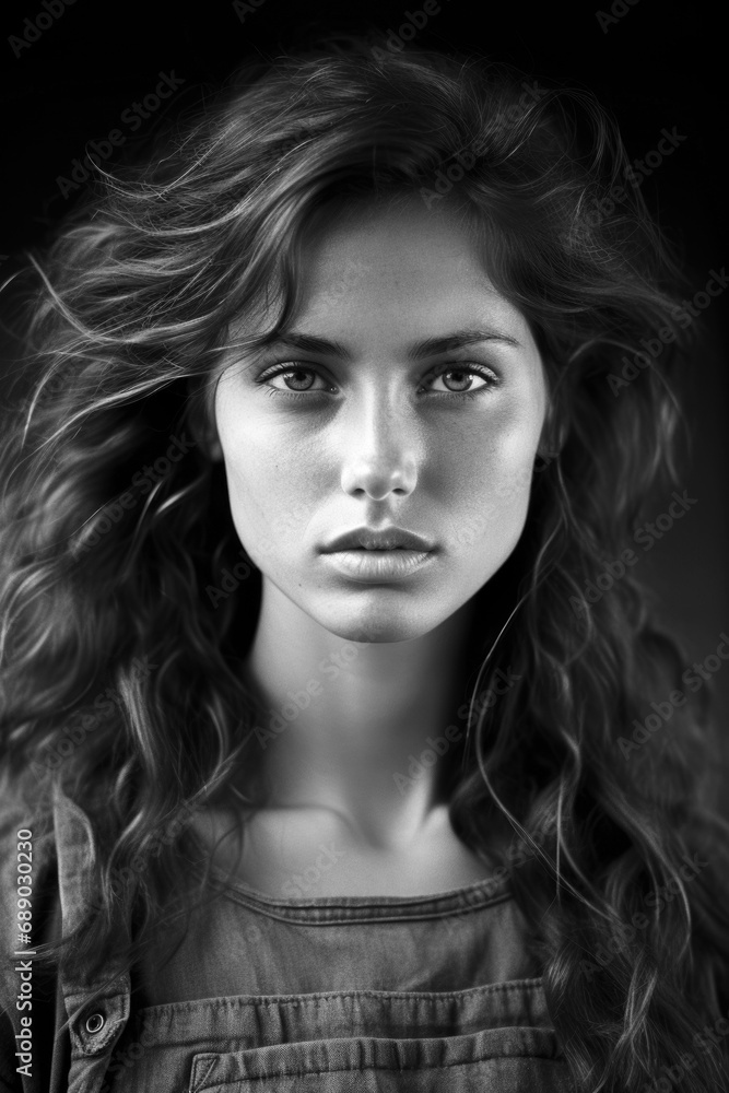 Black and white portrait of a young woman
