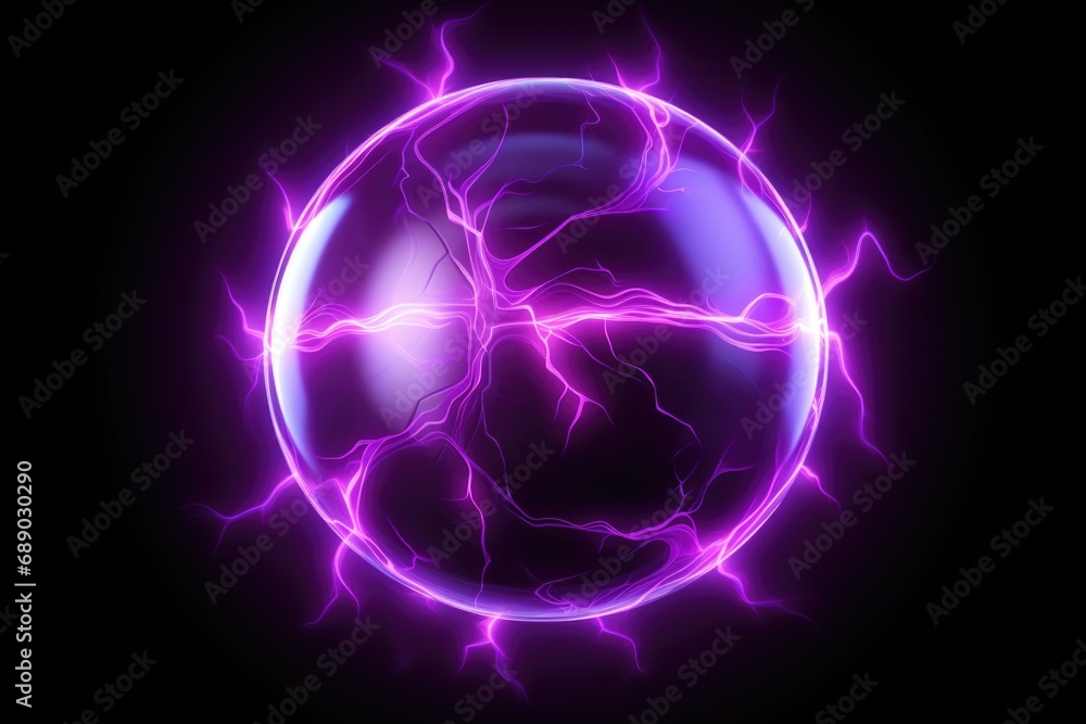 A purple glowing energy ball on a black background A purple glowing energy ball on a black background