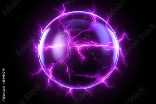 A purple glowing energy ball on a black background