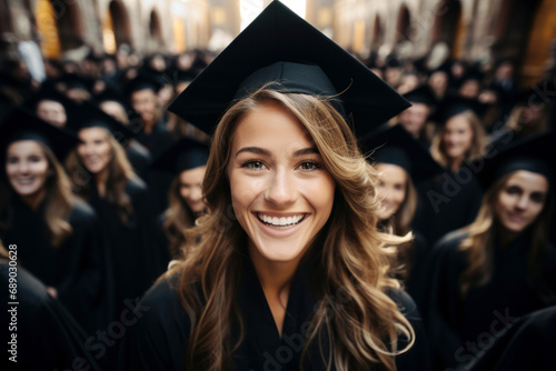 Happy cute girl student smiles, getting a diploma © Julia Jones