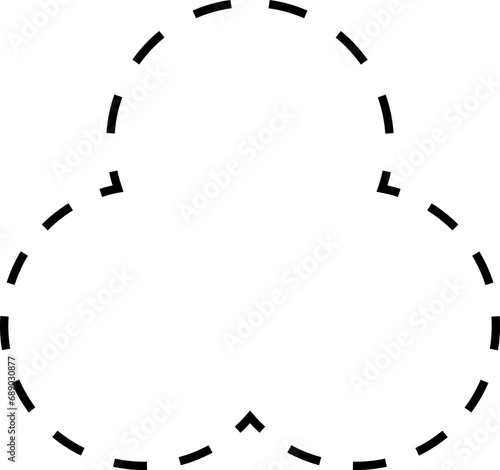 Dash line shapes. Dashed outline design of border for basic geometric shapes. Icon of cut frame. Vector illustration