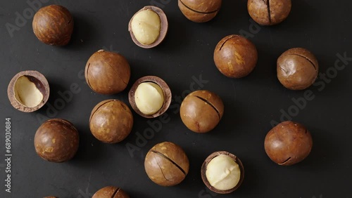 Wallpaper Mural Closeup of macadamia nuts on black background. Torontodigital.ca