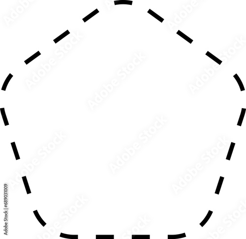 Dash line shapes. Dashed outline design of border for basic geometric shapes. Icon of cut frame. Vector illustration