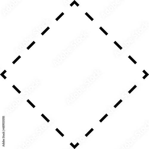 Dash line shapes. Dashed outline design of border for basic geometric shapes. Icon of cut frame. Vector illustration