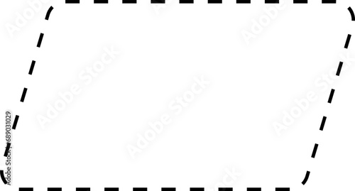 Dash line shapes. Dashed outline design of border for basic geometric shapes. Icon of cut frame. Vector illustration