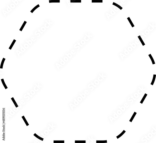 Dash line shapes. Dashed outline design of border for basic geometric shapes. Icon of cut frame. Vector illustration