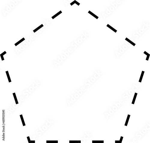 Dash line shapes. Dashed outline design of border for basic geometric shapes. Icon of cut frame. Vector illustration