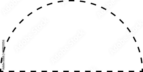 Dash line shapes. Dashed outline design of border for basic geometric shapes. Icon of cut frame. Vector illustration