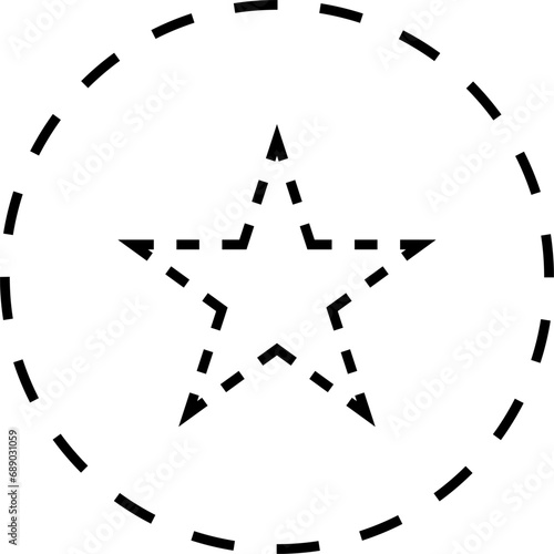 Dash line shapes. Dashed outline design of border for basic geometric shapes. Icon of cut frame. Vector illustration