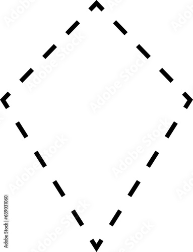 Dash line shapes. Dashed outline design of border for basic geometric shapes. Icon of cut frame. Vector illustration