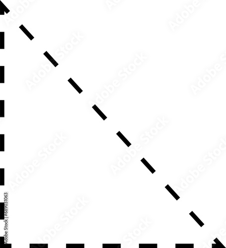 Dash line shapes. Dashed outline design of border for basic geometric shapes. Icon of cut frame. Vector illustration