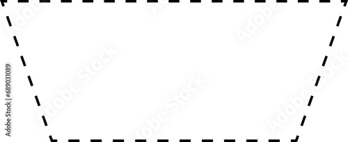 Dash line shapes. Dashed outline design of border for basic geometric shapes. Icon of cut frame. Vector illustration