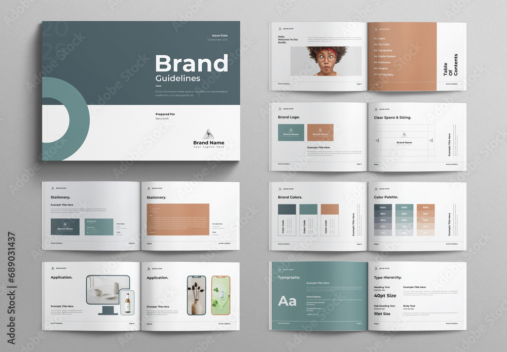 Modelo de Brand Guidelines Template Design Layout Landscape do Stock ...