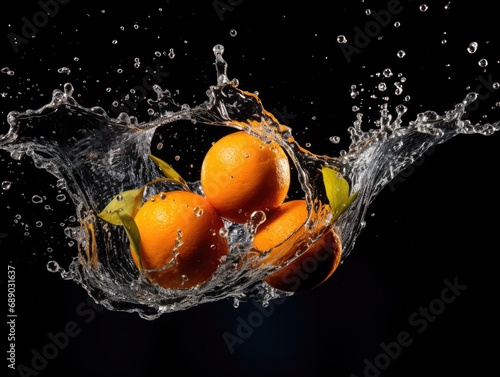 Tangerines falling into the water
