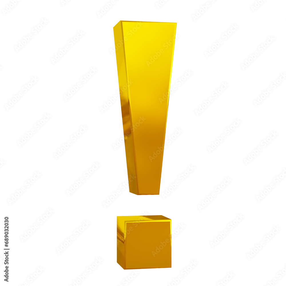 Golden exclamation mark sign 3d Golden exclamation mark sign 3d