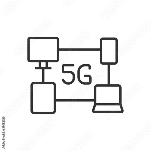 5g devices icon line design. 5g, devices, icon, mobile, wireless, technology vector illustration. 5g devices editable stroke icon.