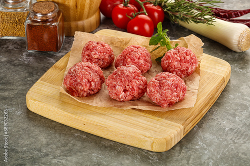 Raw beef meatball minced meat