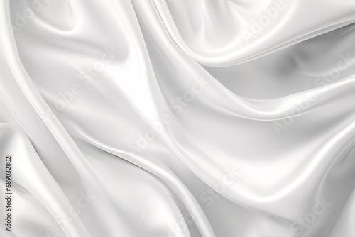 White shiny silk cloth texture, silky smooth soft fabric, wavy liquid satin