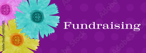 Fundraising Floral Purple Dots Texture Text 