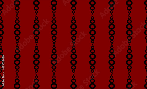 black chain link abstract background with seamless repeat as bead curtain pattern on red, replete image design for fabric printing
