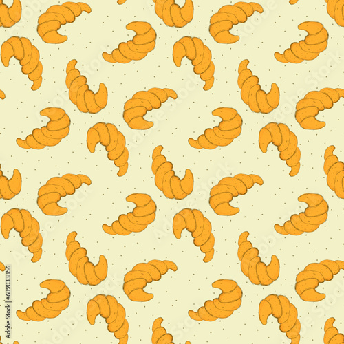 Seamless background of hand-drawn croissants