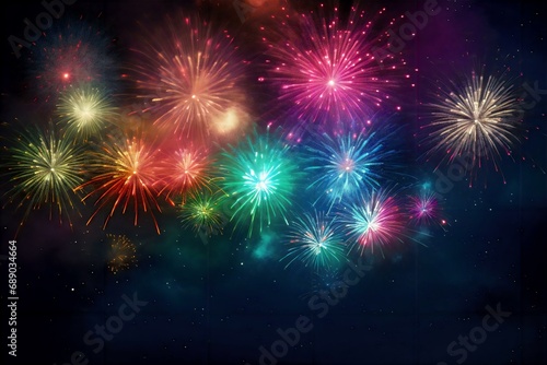 A dazzling view of colorful fireworks bursts across the night sky, fireworks in the night sky, fireworks in the sky, fireworks in the night, happy new year fireworks, happy new year, new year, night