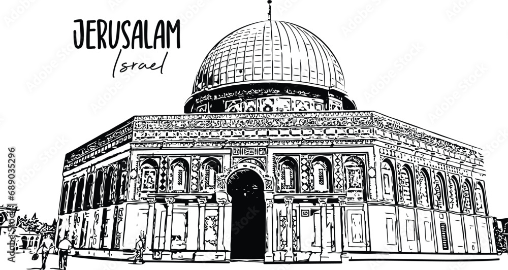 illustration of Dome of the Rock, the holy shrine in Jerusalem