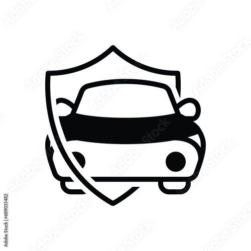 Black solid icon for car insurance