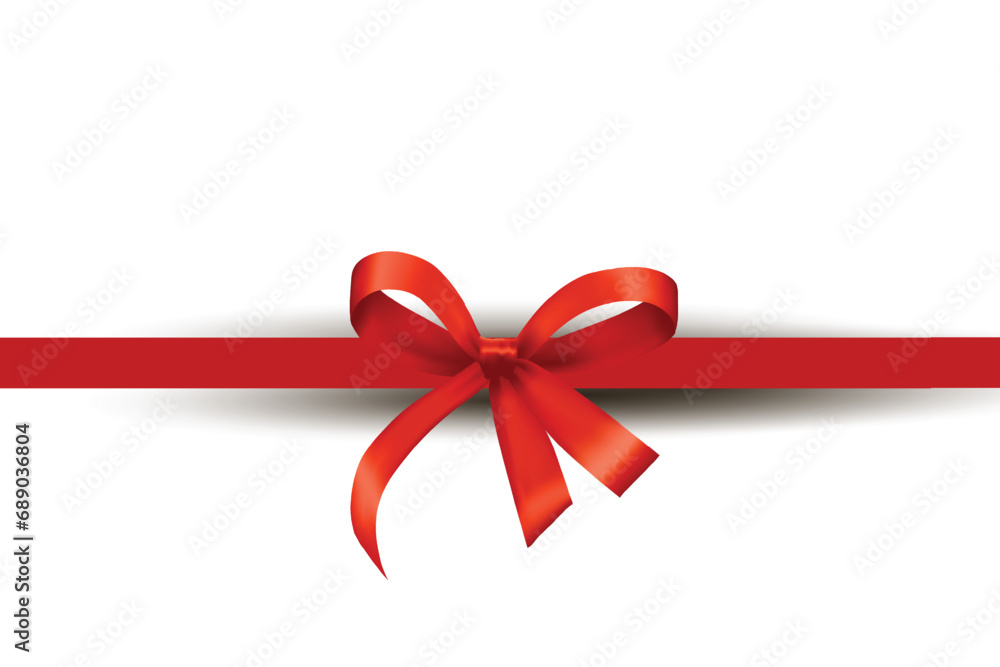 Red ribbon with bow on white background. Red ribbon with bow on white background.