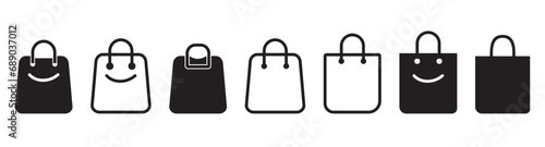 Shoping bag icon in flat style. Handbag sign vector illustration on white isolated background. Package business concept