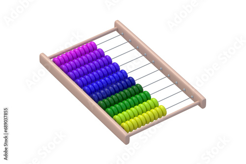 Rainbow toy abacus isolated on white background. 3d render