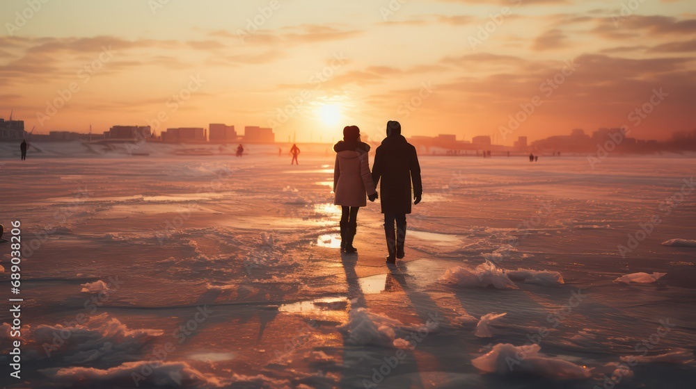 Fototapeta premium walking on the beach
