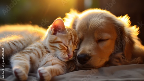 dog and cat sleeping 