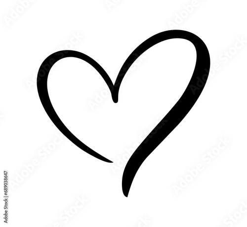 Calligraphic love heart sign. Vector Romantic illustration symbol join, passion and wedding. Calligraphy Design flat element of valentine day. Template for t-shirt, card, invitation