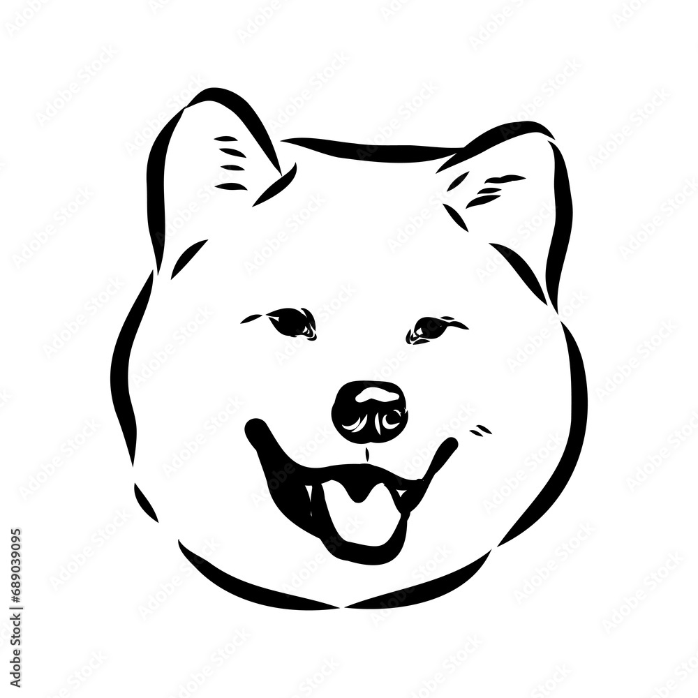 Japanese akita inu dog, vector outline illustration Japanese akita inu dog, vector outline illustration
