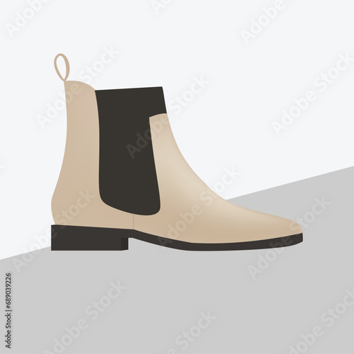 Vector white Chelsea boots isolated on white background. Cartooned Classic Chelsea Boots.
