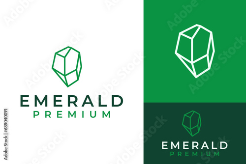 Premium Emerald Mine Mineral Treasure Gem Stone Logo Design Branding Template