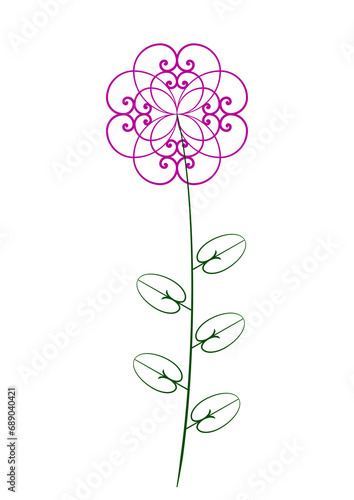 Fleur rose stylisée à base de spirales