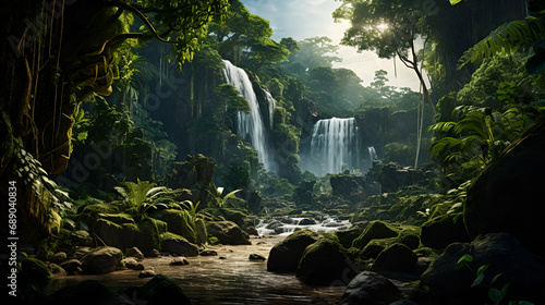 waterfall in the forest, nature amazon rainforest worlds, ravines images photo